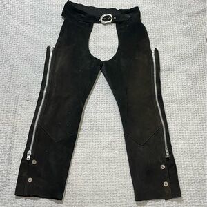 Harley Davidson W XS Genuine Leather Chaps Riding Pants Buckle Black USA Made